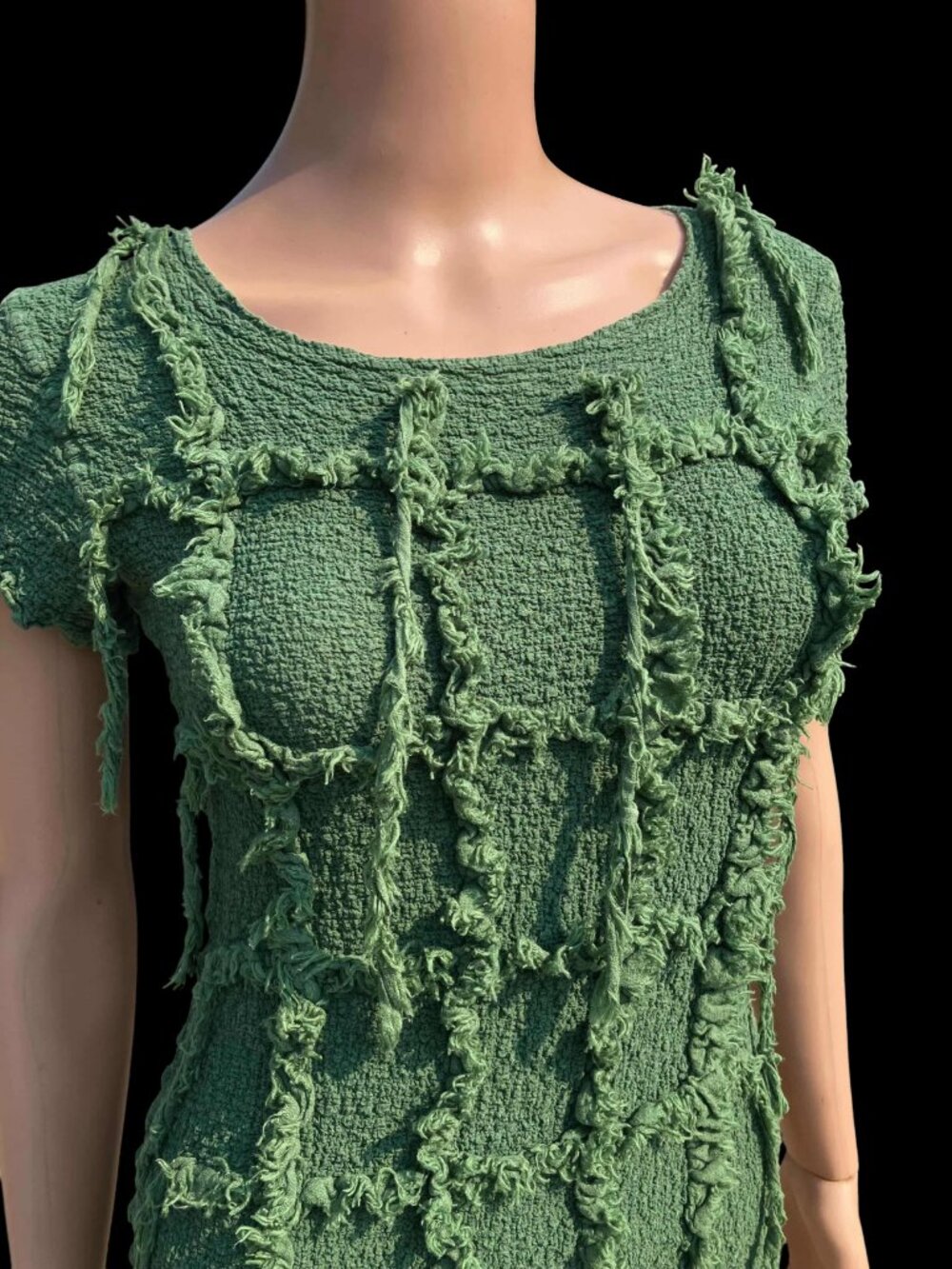 Rare me ISSEY MIYAKE Pleated Short Sleeve Organic Avante-Garde Green Top Shirt M